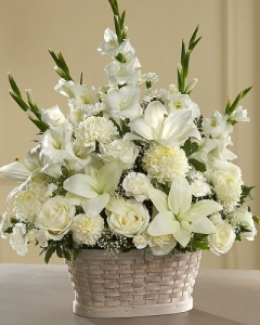 MIXED WHITE FUNERAL BASKET